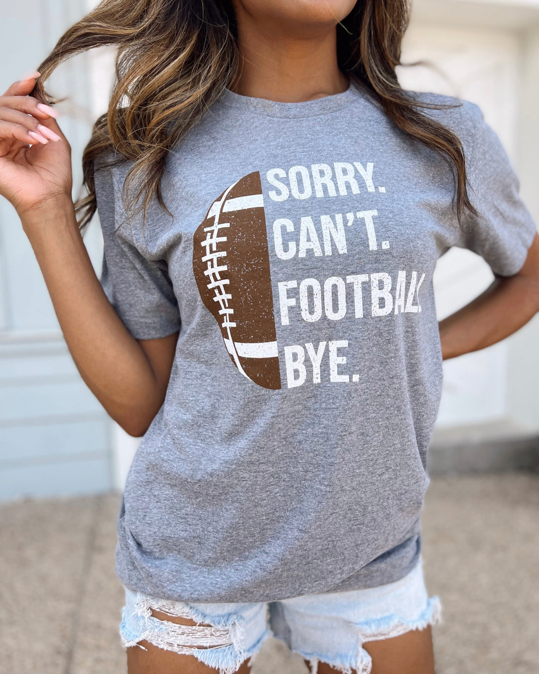 Gray Sorry. Can’t. FOOTBALL. Bye. Unisex Comfy Tee