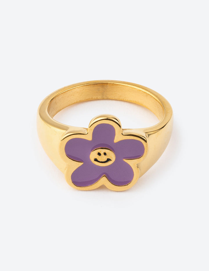 Lavender Smiley Flower Ring