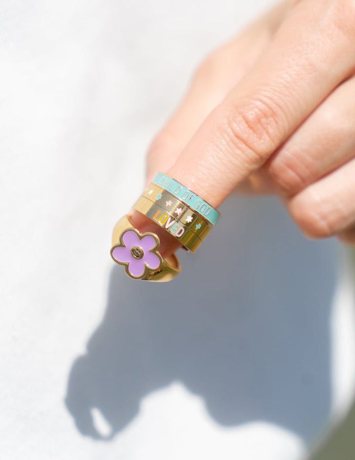 Lavender Smiley Flower Ring