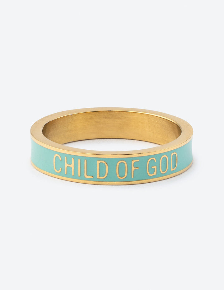 Mint Enamel Child of God Ring