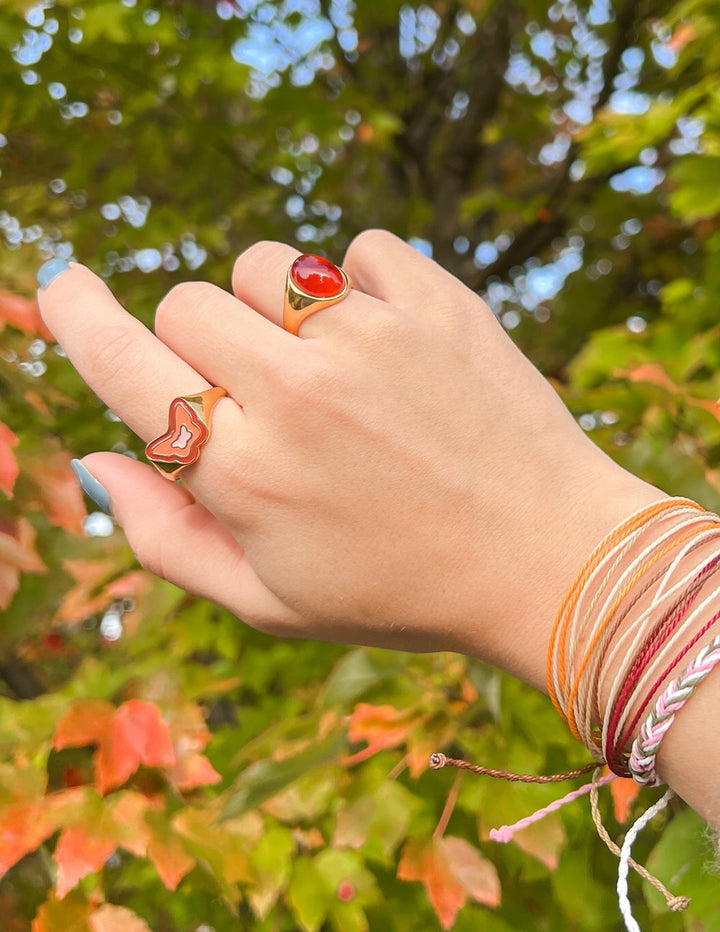 Pink Enamel Butterfly Ring