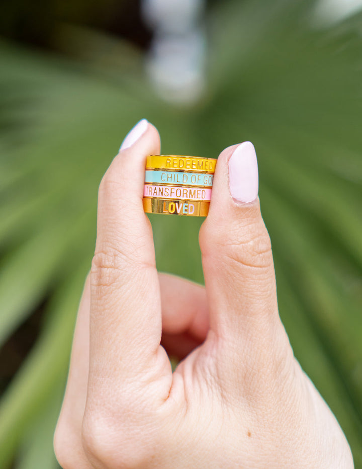 Pink Enamel Transformed Ring