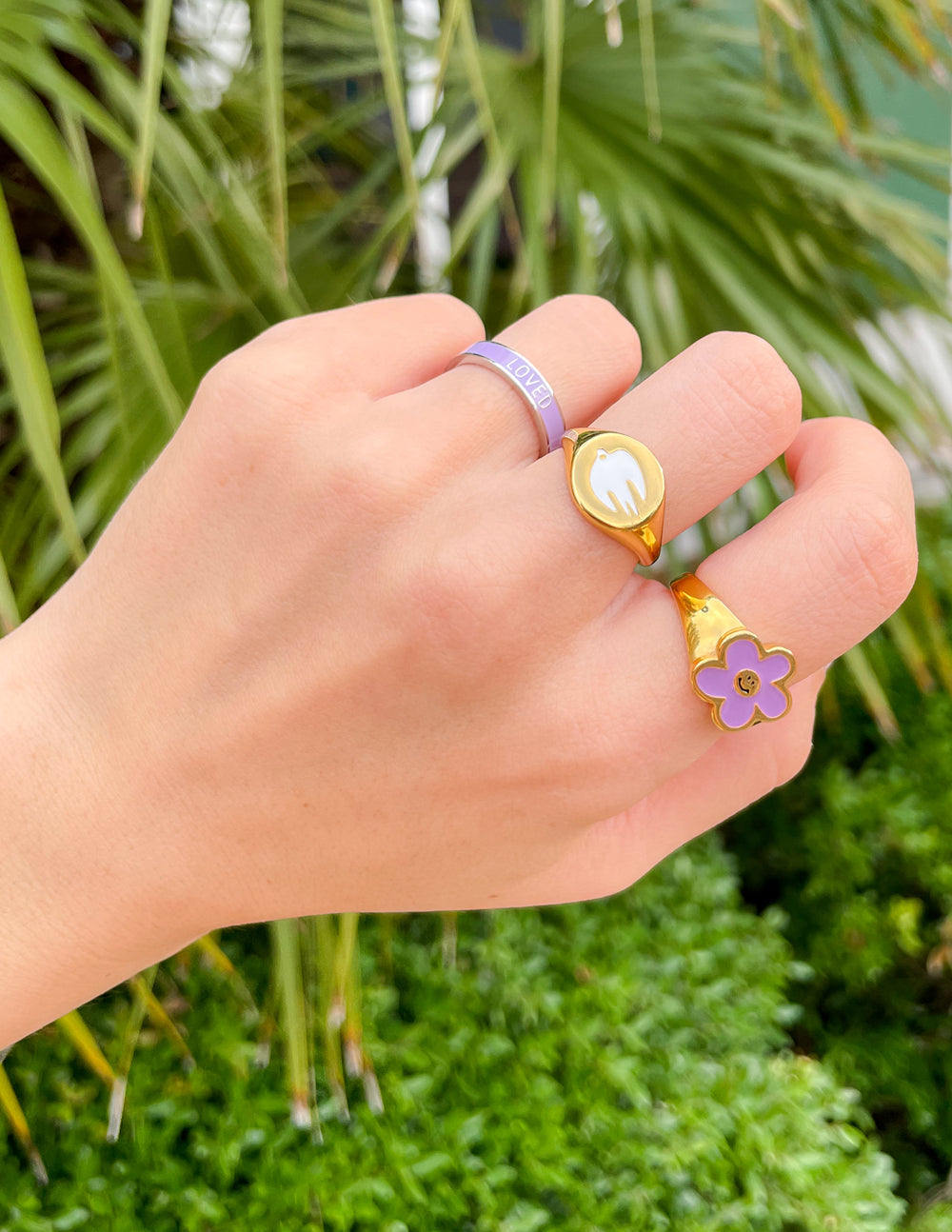 Lavender Enamel Loved Ring