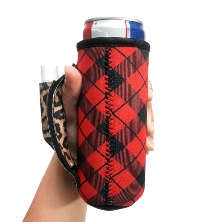 Red Plaid w/ Leopard 12oz Slim Can Handler™