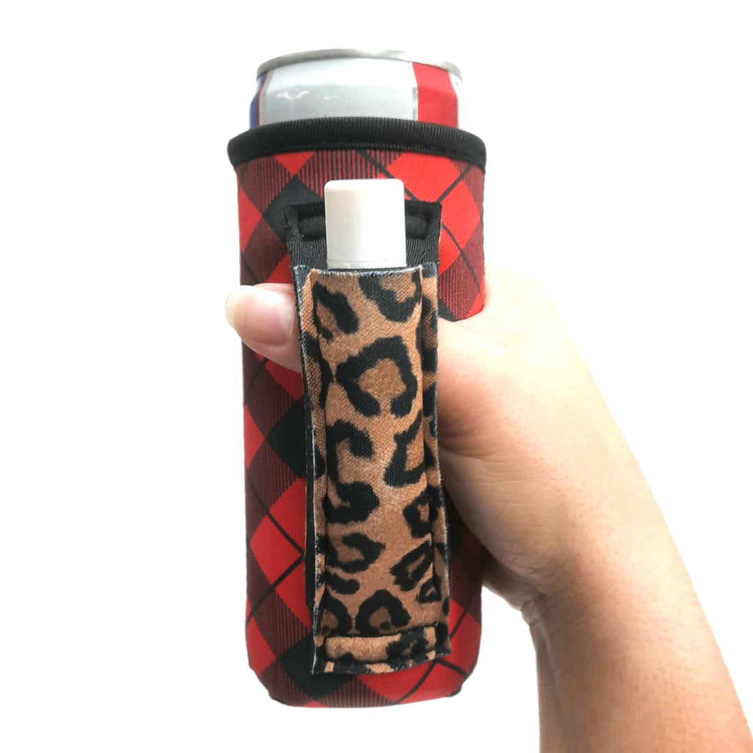 Red Plaid w/ Leopard 12oz Slim Can Handler™