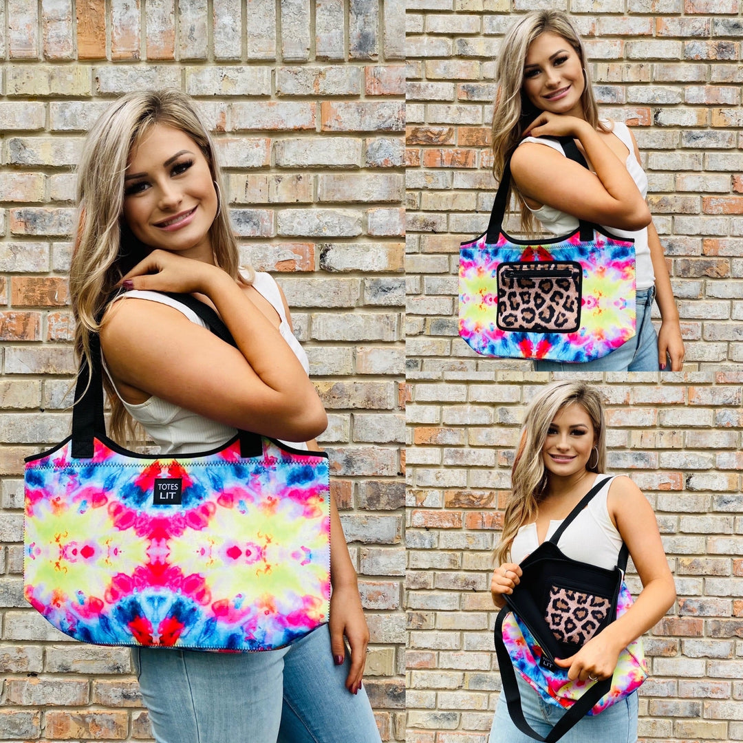 Tie Dye W/ Leopard Neoprene Tote