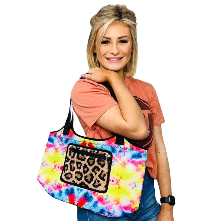 Tie Dye W/ Leopard Neoprene Tote