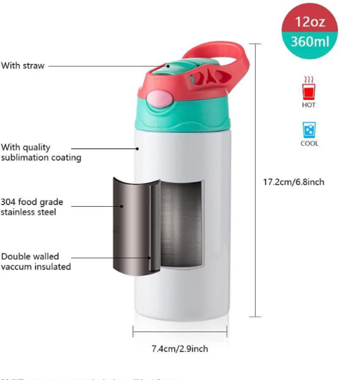 12oz Kid Tumbler Sublimation Strainght Insulated Tumbler,kids tumbler,cheap  stainless steel tumblers,stainless cups