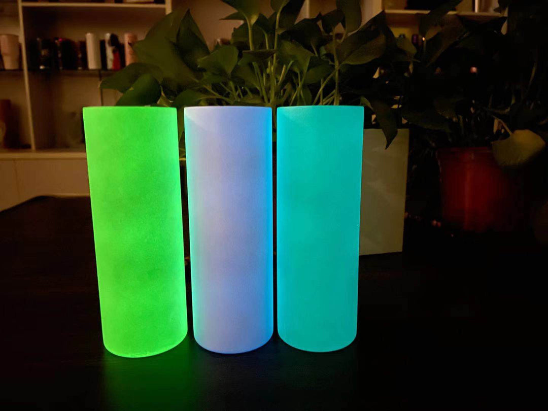 40oz White Glow in the Dark Sublimation Tumbler Blank With Removable  Handle, Screw on Lid, Straw, Green Glow and Blue Glow 
