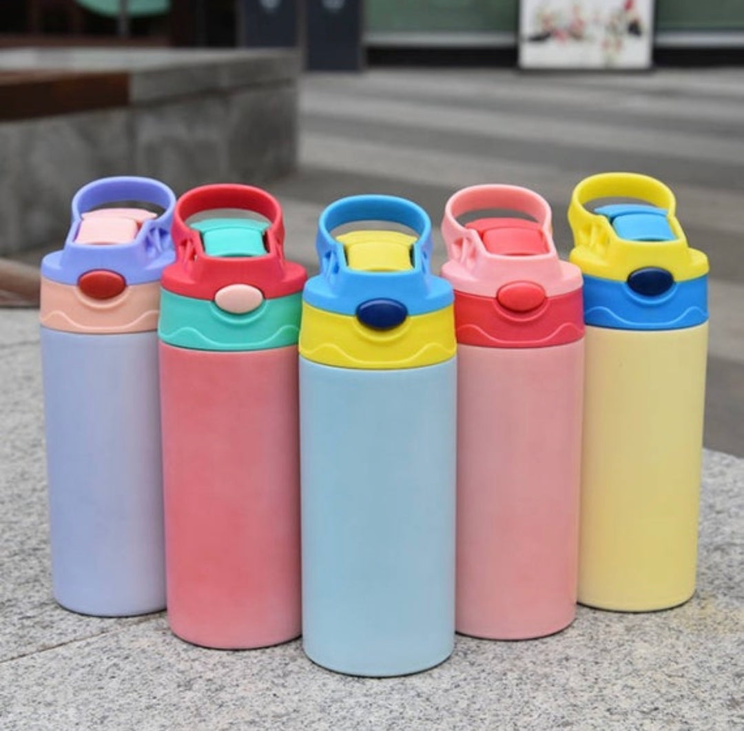 12oz Blank Sublimation Sippy Cup for Children White Straight Stainless Steel Kids Drinking Tumbler Sport Water Bottles with Handle